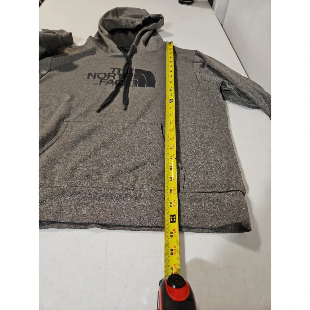 The North Face Mens Large Heathered Gray Hoodie Pullover Logo Pocket (1685